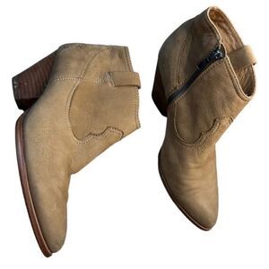 Frye Rory Bootie Ash Nubuck Leather Western Ankle Boots Tan Brown Size 8.5